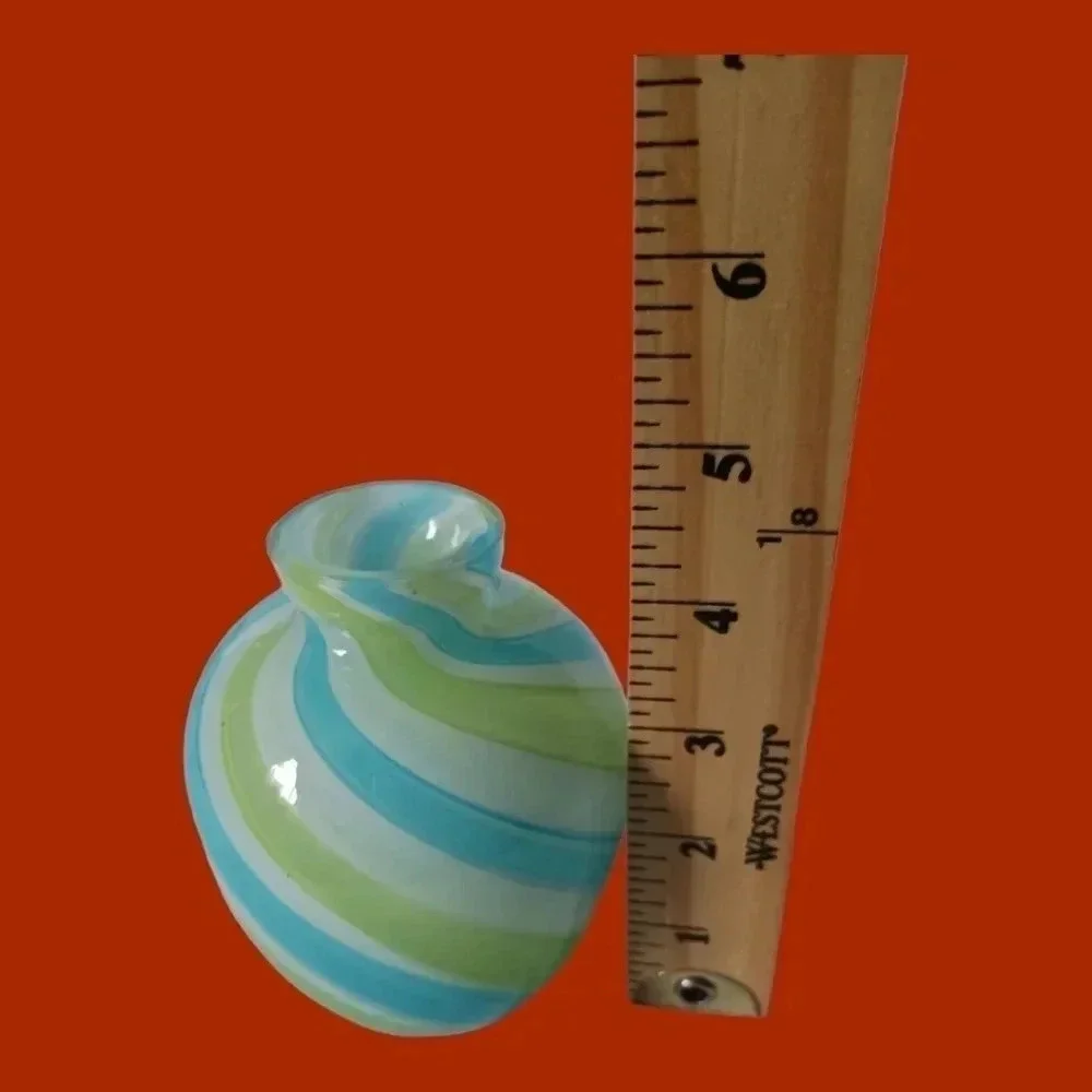 Tozai home glass vase green/turquoise waves set of 3